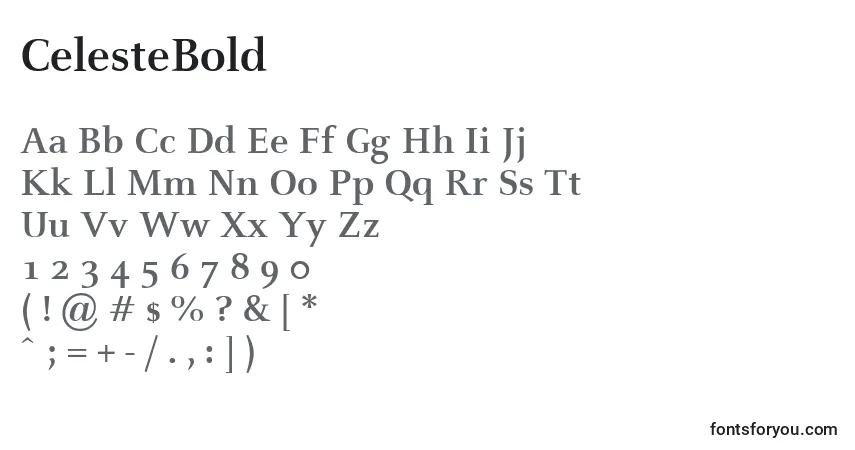 A fonte CelesteBold – alfabeto, números, caracteres especiais