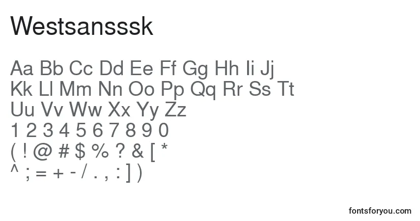 Schriftart Westsansssk – Alphabet, Zahlen, spezielle Symbole