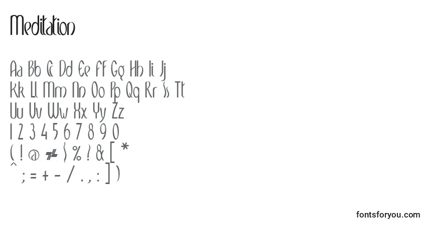Schriftart Meditation – Alphabet, Zahlen, spezielle Symbole