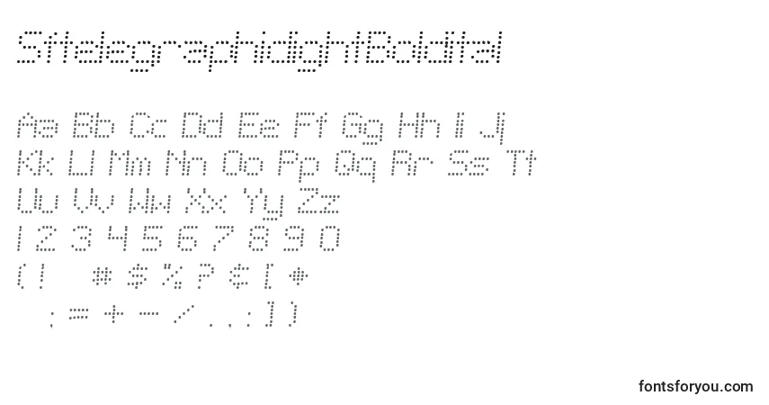 SftelegraphiclightBolditalフォント–アルファベット、数字、特殊文字