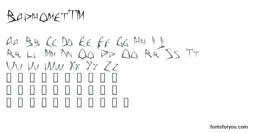 A fonte BaphometTM – alfabeto, números, caracteres especiais