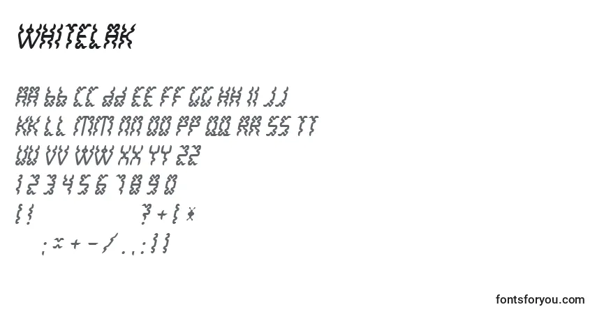 Fuente Whitelak - alfabeto, números, caracteres especiales