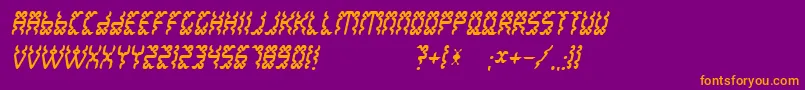 Whitelak-Schriftart – Orangefarbene Schriften auf violettem Hintergrund