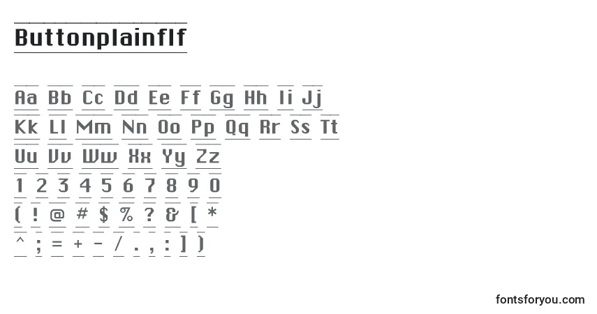 Шрифт Buttonplainflf – алфавит, цифры, специальные символы