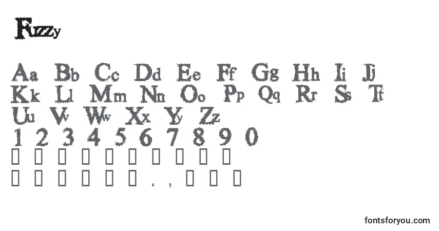 Schriftart Fuzzy – Alphabet, Zahlen, spezielle Symbole