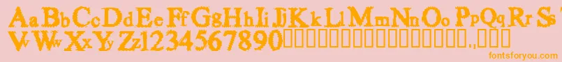 Fuzzy-Schriftart – Orangefarbene Schriften auf rosa Hintergrund