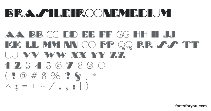 A fonte BrasileiroOneMedium – alfabeto, números, caracteres especiais