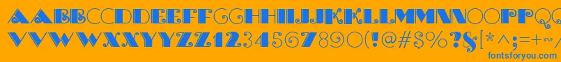 Weitere Informationen zur BrasileiroOneMedium-Schriftart BrasileiroOneMedium-Schriftart – Blaue Schriften auf orangefarbenem Hintergrund