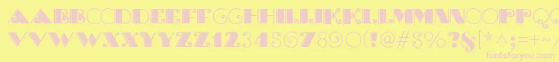 BrasileiroOneMedium-fontti – vaaleanpunaiset fontit keltaisella taustalla