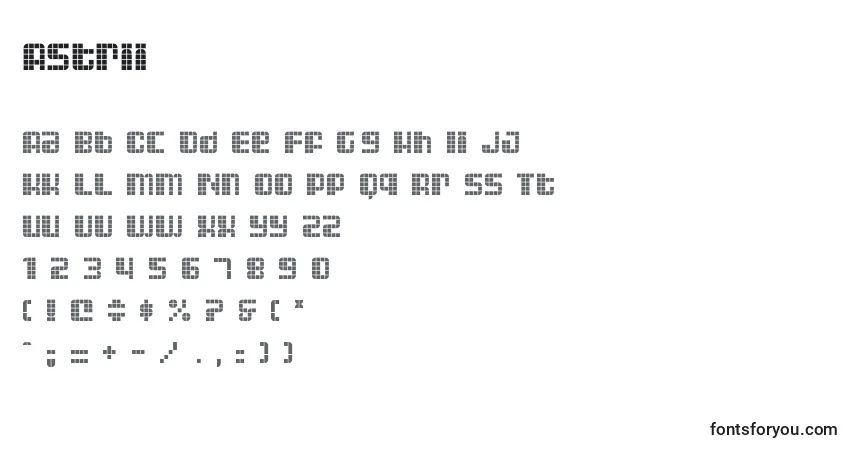 A fonte Astrii – alfabeto, números, caracteres especiais