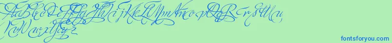 MinistryScriptSwashHff-Schriftart – Blaue Schriften auf grünem Hintergrund