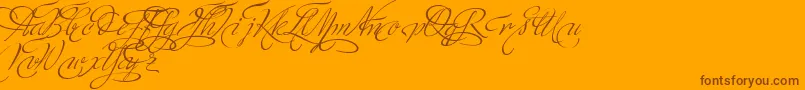 MinistryScriptSwashHff-Schriftart – Braune Schriften auf orangefarbenem Hintergrund