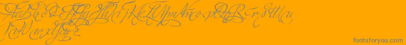 MinistryScriptSwashHff-Schriftart – Graue Schriften auf orangefarbenem Hintergrund