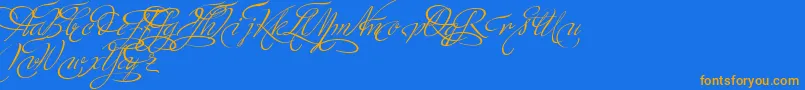 MinistryScriptSwashHff Font – Orange Fonts on Blue Background