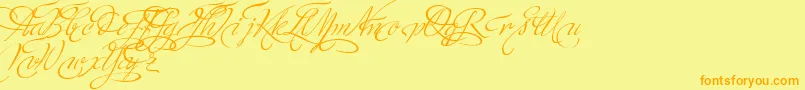 MinistryScriptSwashHff Font – Orange Fonts on Yellow Background