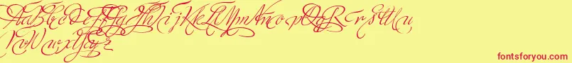 MinistryScriptSwashHff Font – Red Fonts on Yellow Background