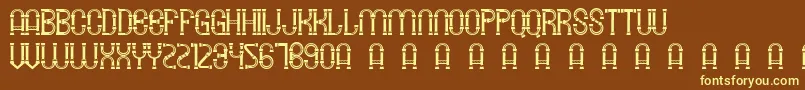 SmgLawangSewu-Schriftart – Gelbe Schriften auf braunem Hintergrund