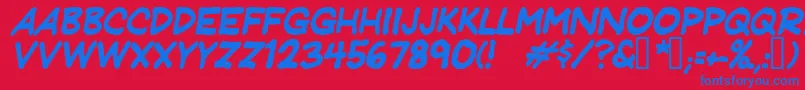 フォントJeffprit – 赤い背景に青い文字