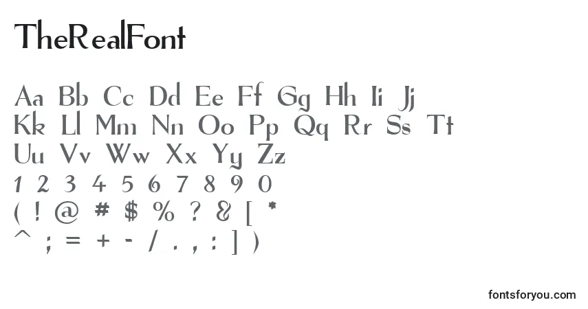 Schriftart TheRealFont – Alphabet, Zahlen, spezielle Symbole
