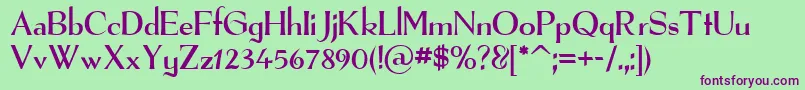 フォントTheRealFont – 緑の背景に紫のフォント