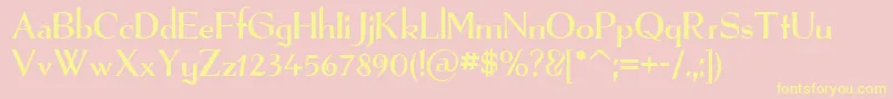 Fonte TheRealFont – fontes amarelas em um fundo rosa