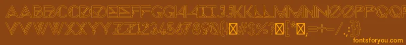 Weitere Informationen zur ChronicCosmos-Schriftart ChronicCosmos-Schriftart – Orangefarbene Schriften auf braunem Hintergrund