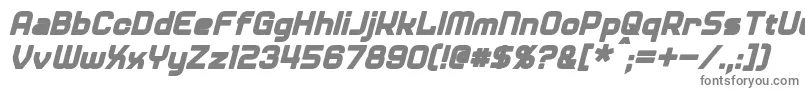 DinerBoldItalic-fontti – harmaat kirjasimet valkoisella taustalla
