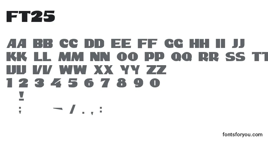 Schriftart Ft25 – Alphabet, Zahlen, spezielle Symbole