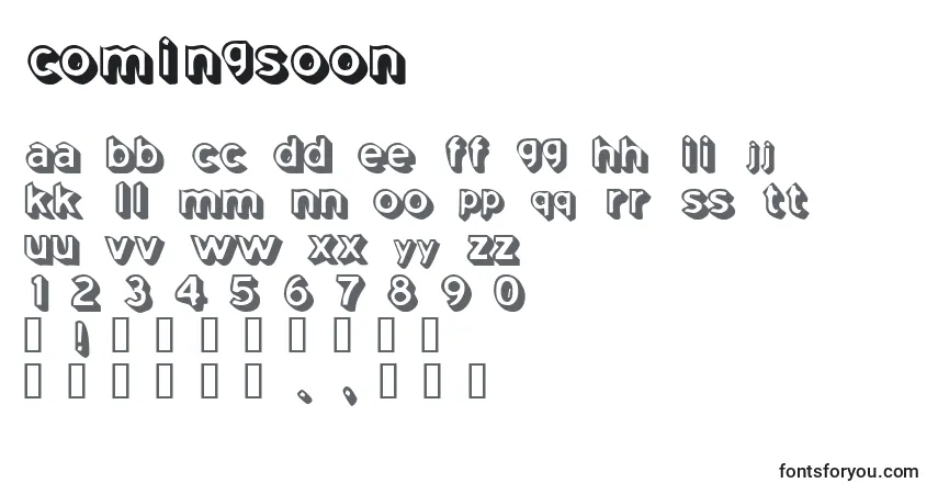 Czcionka Comingsoon – alfabet, cyfry, specjalne znaki