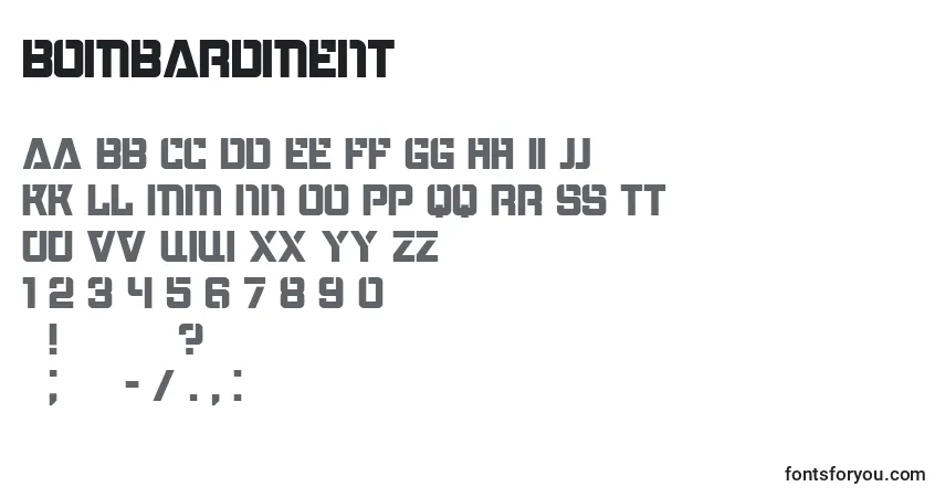characters of bombardment font, letter of bombardment font, alphabet of  bombardment font