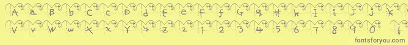 HaFont-fontti – harmaat kirjasimet keltaisella taustalla