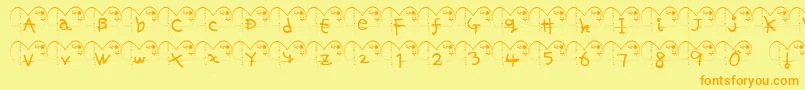 フォントHaFont – オレンジの文字が黄色の背景にあります。