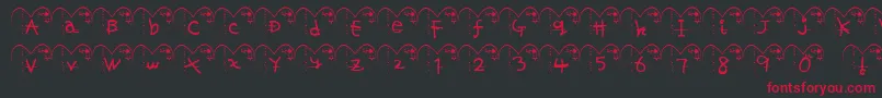 HaFont-Schriftart – Rote Schriften auf schwarzem Hintergrund