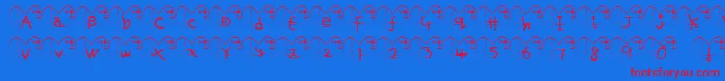Czcionka HaFont – czerwone czcionki na niebieskim tle