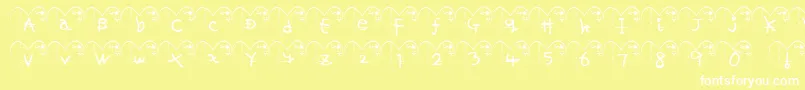HaFont-Schriftart – Weiße Schriften auf gelbem Hintergrund