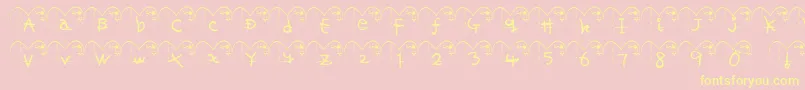 HaFont-fontti – keltaiset fontit vaaleanpunaisella taustalla