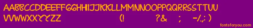 BPraharaThTlsnTgn-Schriftart – Orangefarbene Schriften auf violettem Hintergrund