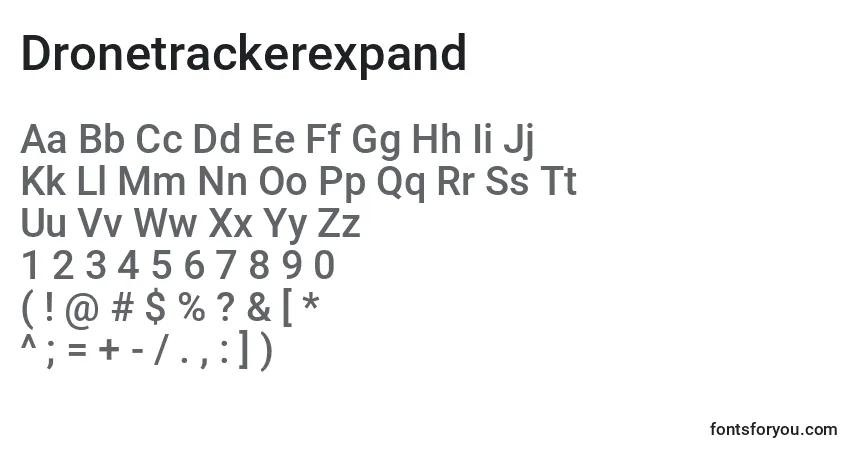 A fonte Dronetrackerexpand – alfabeto, números, caracteres especiais