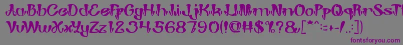 フォントJokerShoes – 紫色のフォント、灰色の背景