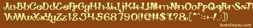 JokerShoes-fontti – keltaiset fontit ruskealla taustalla