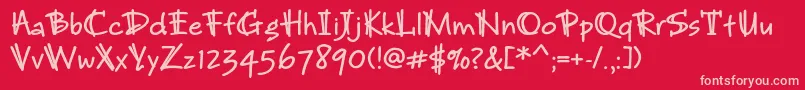 フォントBrunojbstdBold – 赤い背景にピンクのフォント