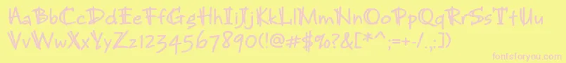 BrunojbstdBold-fontti – vaaleanpunaiset fontit keltaisella taustalla