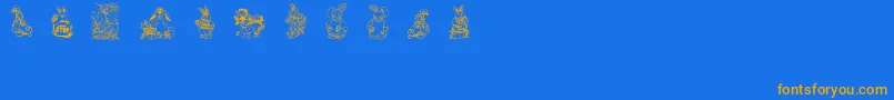 フォントBabysbreatheaster – オレンジ色の文字が青い背景にあります。