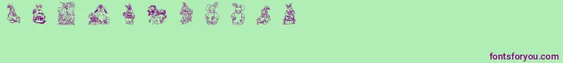 フォントBabysbreatheaster – 緑の背景に紫のフォント