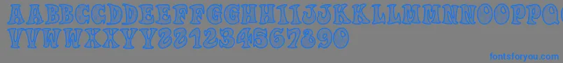 Woodys Font – Blue Fonts on Gray Background