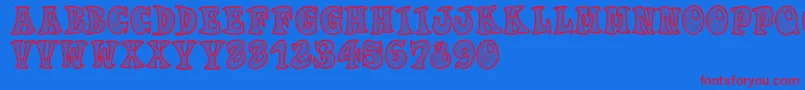Woodys Font – Red Fonts on Blue Background