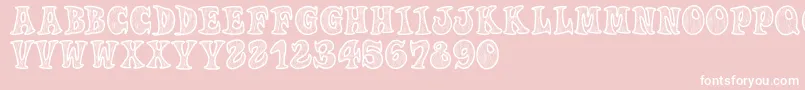 Woodys-Schriftart – Weiße Schriften auf rosa Hintergrund