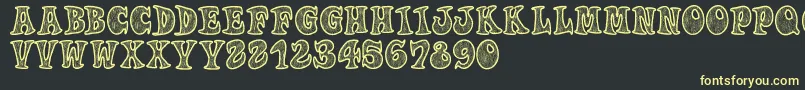 Woodys-Schriftart – Gelbe Schriften auf schwarzem Hintergrund