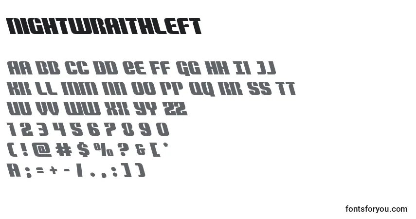 Schriftart Nightwraithleft – Alphabet, Zahlen, spezielle Symbole