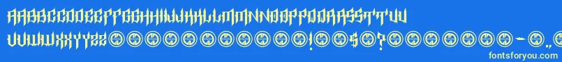 Fonte EpitaphRegular – fontes amarelas em um fundo azul